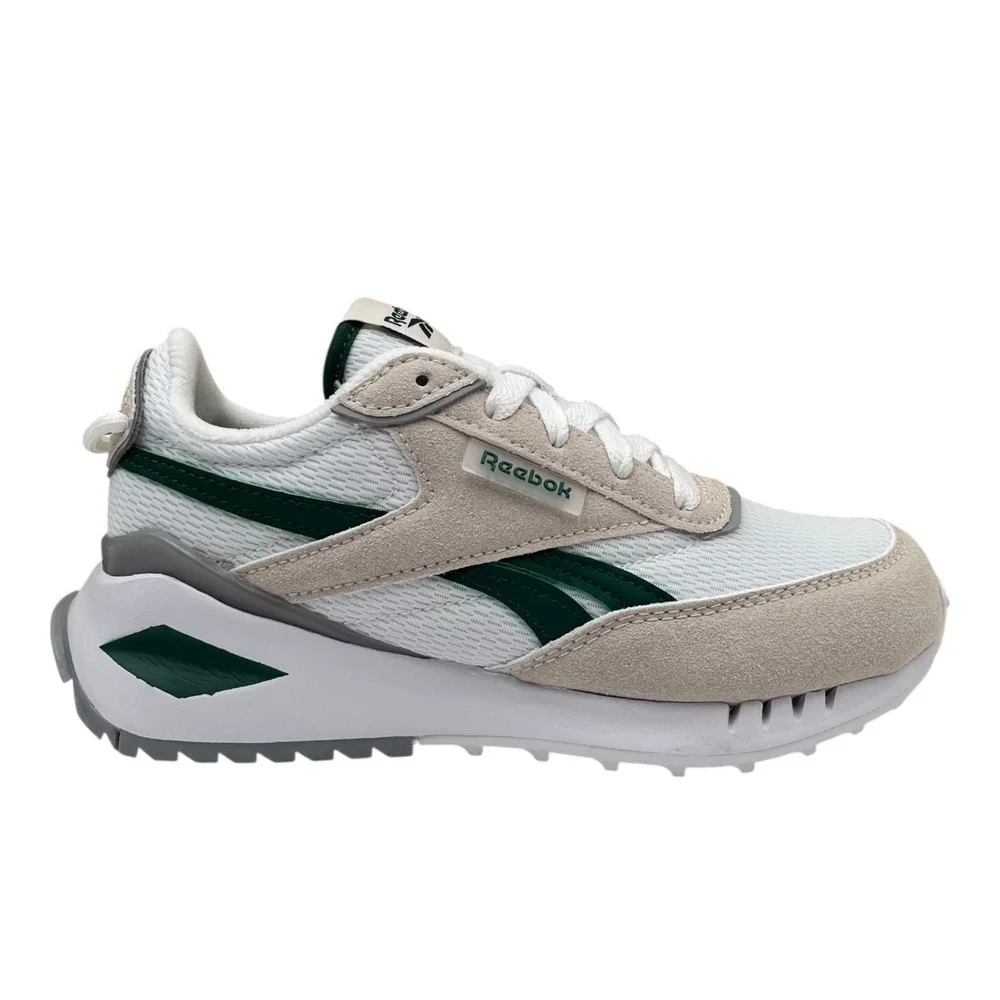 Reebok Youth Big Boys‎ Girls Sneakers Size 2 White Green Beige Classic Lace-Up
